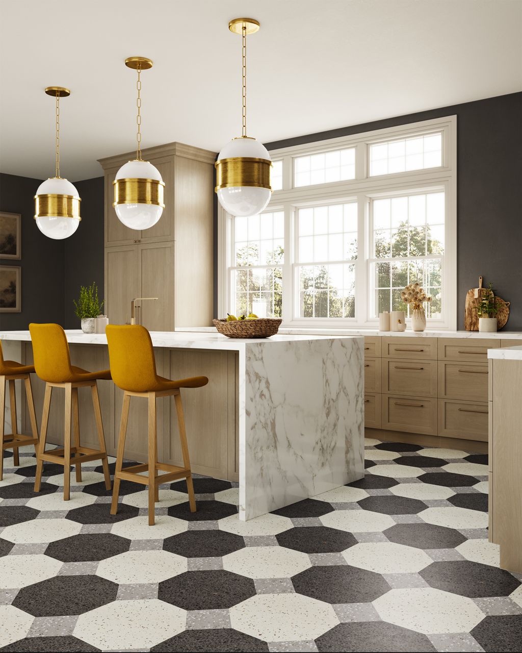 Ann Sacks | Mod Moda by Martyn Lawrence Bullard Kaufman with Grey Square Mosaic Tile
