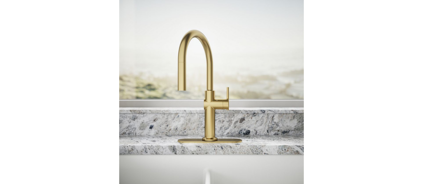 Kohler | Crue Touchless Pulldown Kitchen Faucet in Vibrant Brushed Moderne Brass