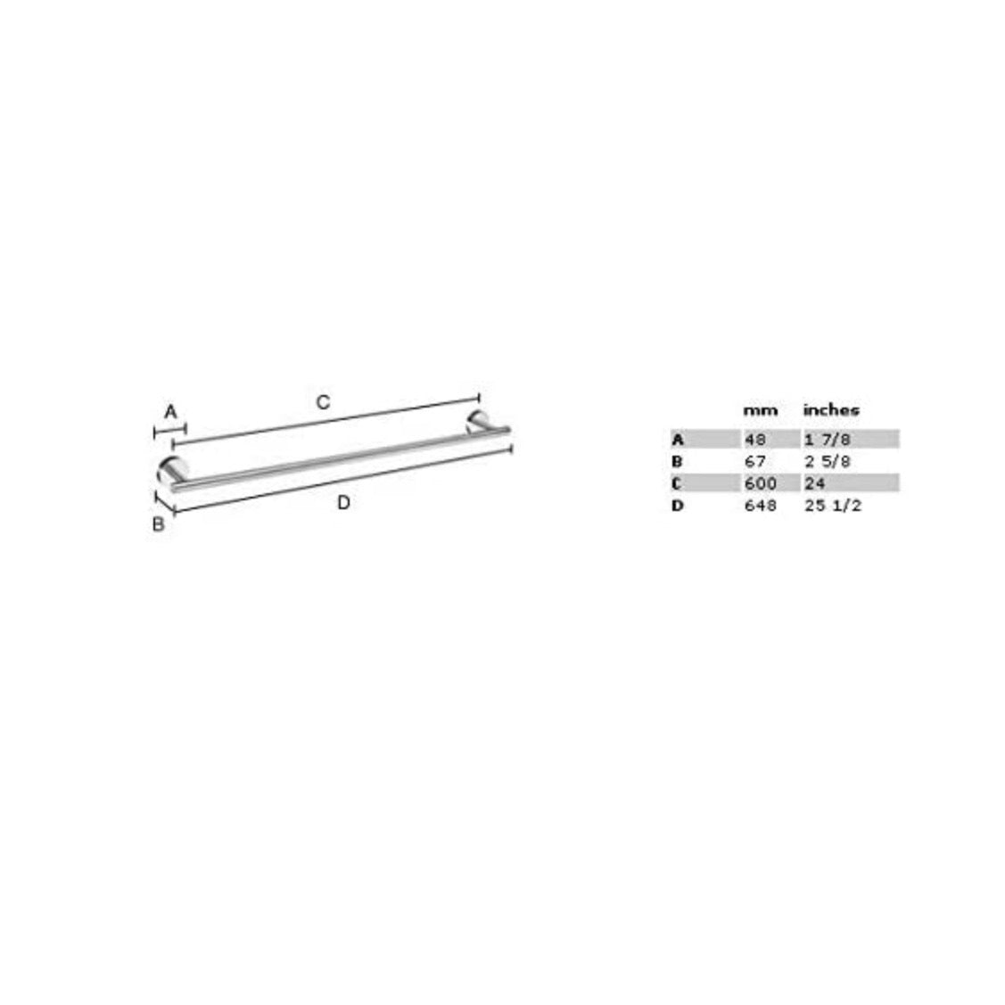 Smedbo | Single Towel Rail in Polished Chrome, 24"
