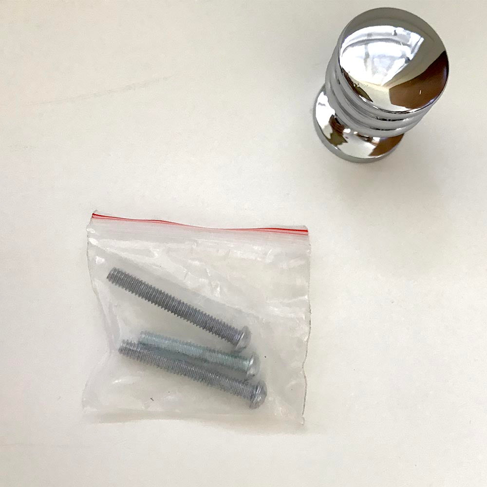 Restoration Hardware, 3 x 1” Roundridge Cabinet Knobs, in Chrome.