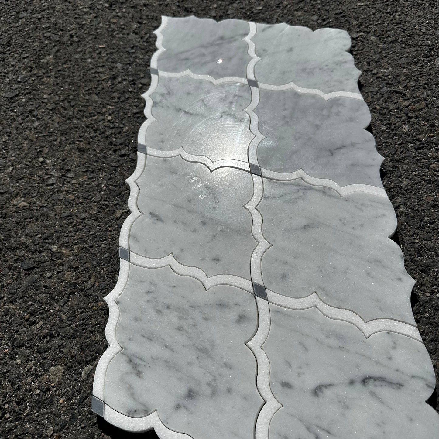 MJ Amina | White Carrara, White Thassos, Bardiglio Polished Dots