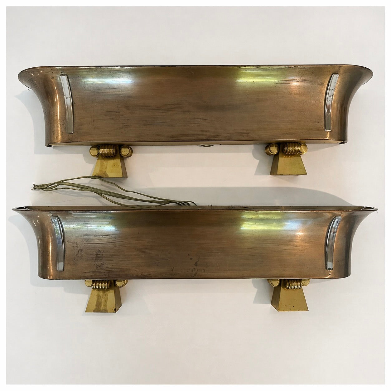 Pair of Antique French Patinated Brass Sconces