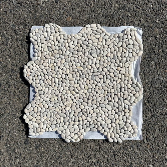 Pebblestone | Micro 11.81 in x 11.81 in Mosaic, in Lovina White Natural Stone