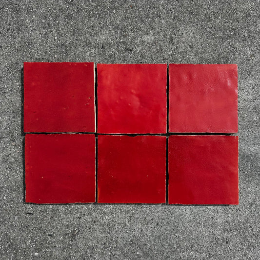 Lili Tile | Hibiscus Red Zellige Tile - 4x4 Square
