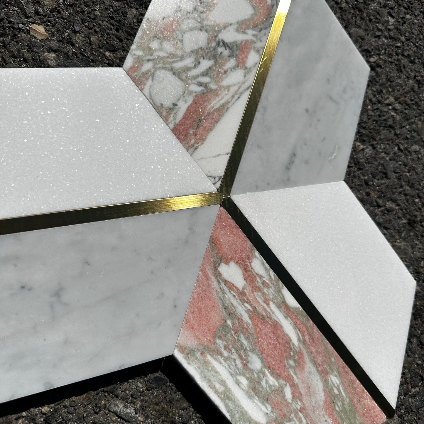 Soho Studio | Carraway Rosa Polished Marble and Brass Mosaic Tile