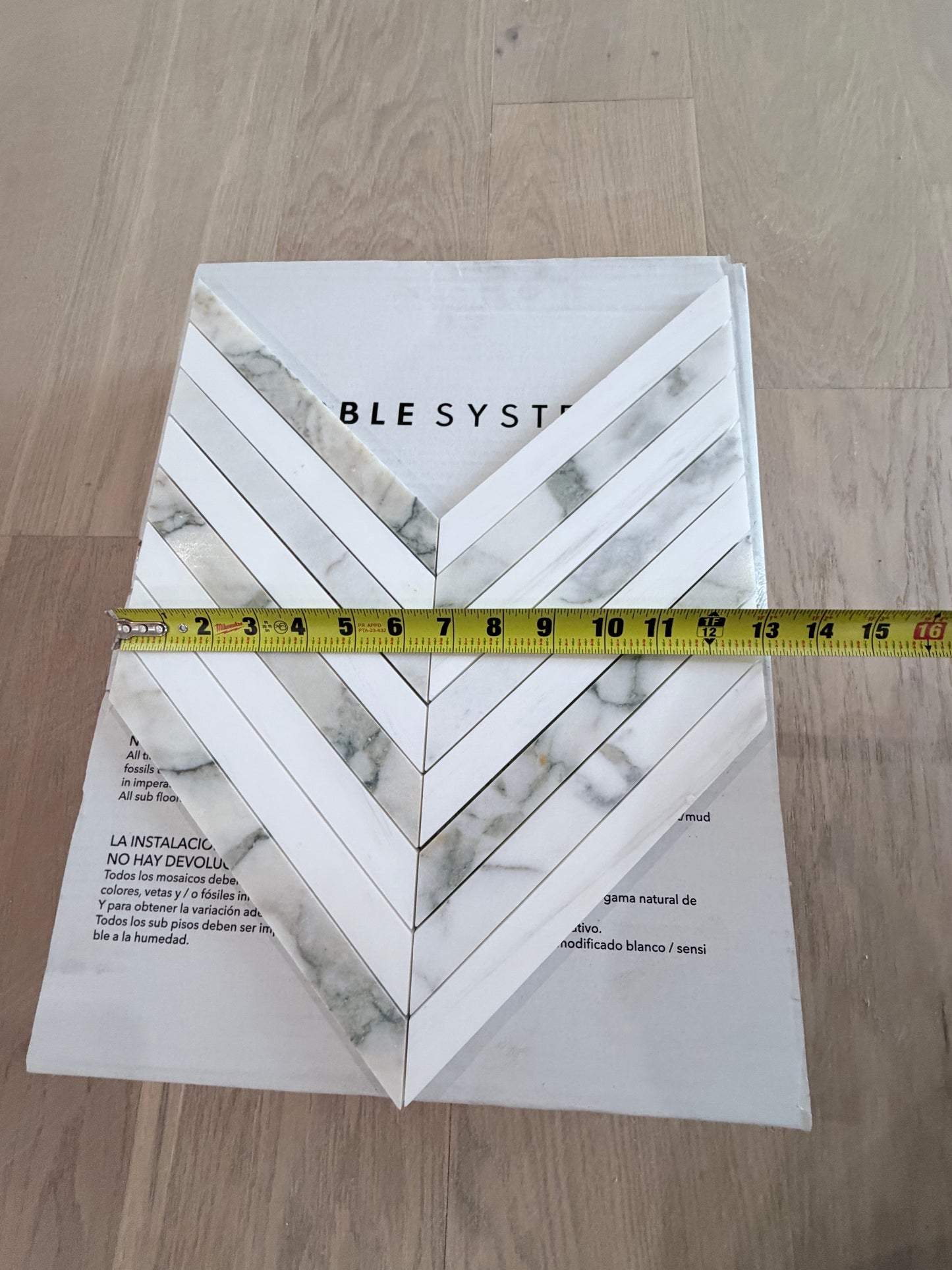 Marble Systems | Calacatta Green Honed Thin Chevron Waterjet Marble Mosaic