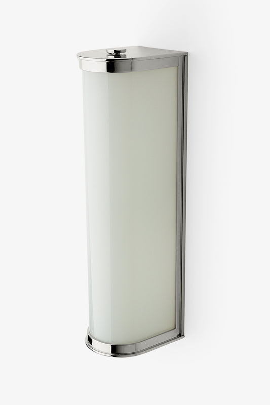 Waterworks | Oriel II Wall Mounted Single Arm Sconce, Glass Shade, Chrome