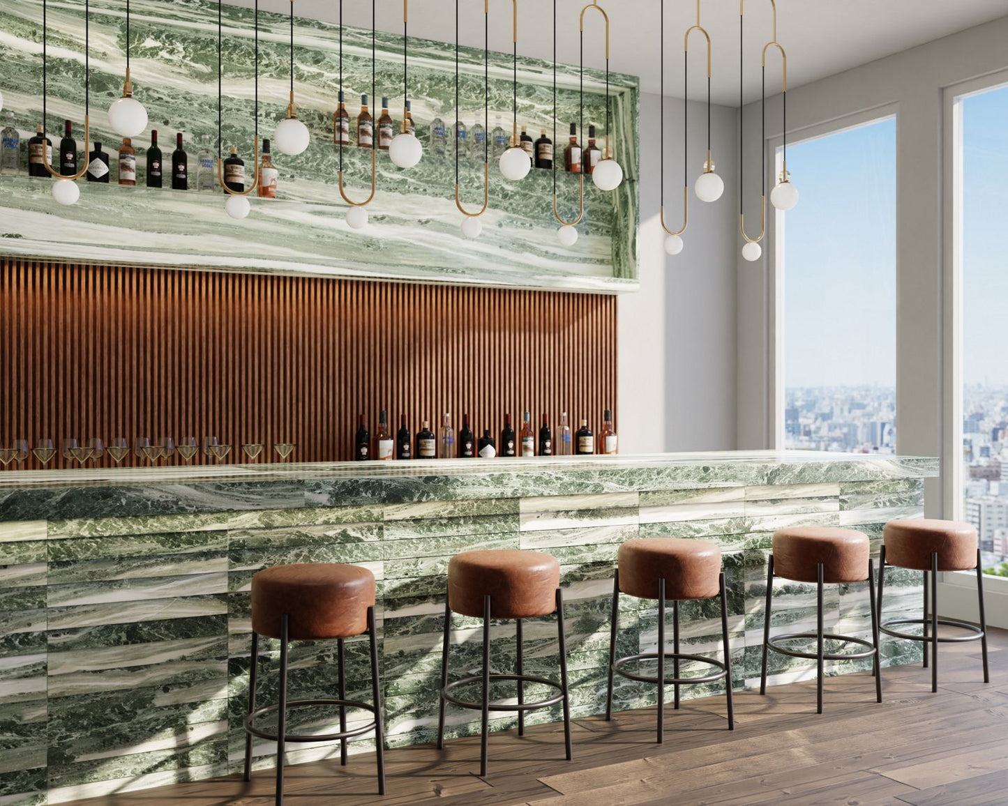 Ann Sacks | Belcaro Nubo Verde Pleated 12 x 24 Stone Tile