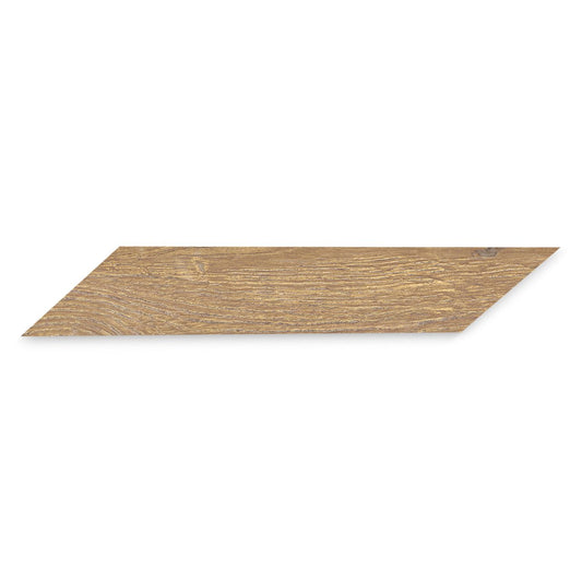Ann Sacks | Ellwood Brown Patin Chevron Right 4 x 24 Porcelain Tile