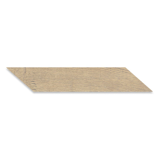 Ann Sacks | Ellwood Beige Patin Chevron Left 4 x 24 Porcelain Tile