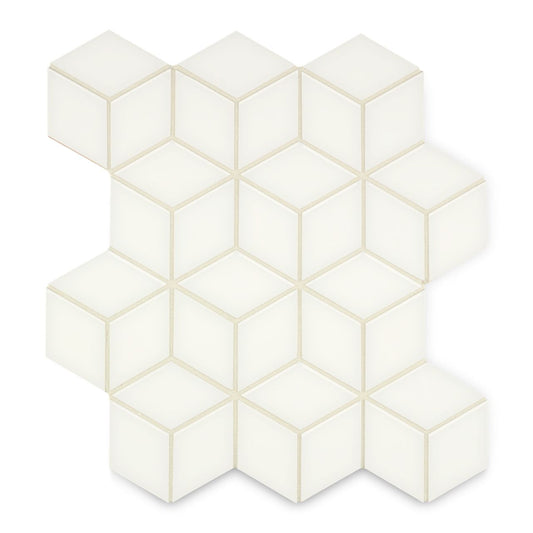 Ann Sacks | Kanso Winter White Gloss Diamond Cube Ceramic Tile