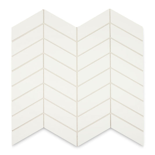 Ann Sacks | Kanso Winter White Matte Chevron Ceramic Tile