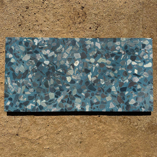 Concrete Collaborative | Venice Terrazzo 12x24 Azure Large Black and Pale Chip