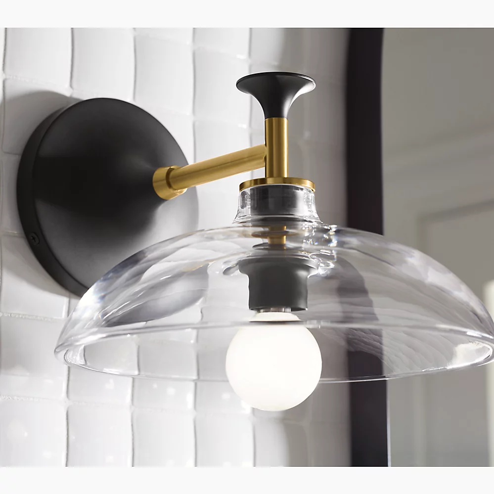 Kohler | Tone 1 Light Sconce in Black with Brass Trim