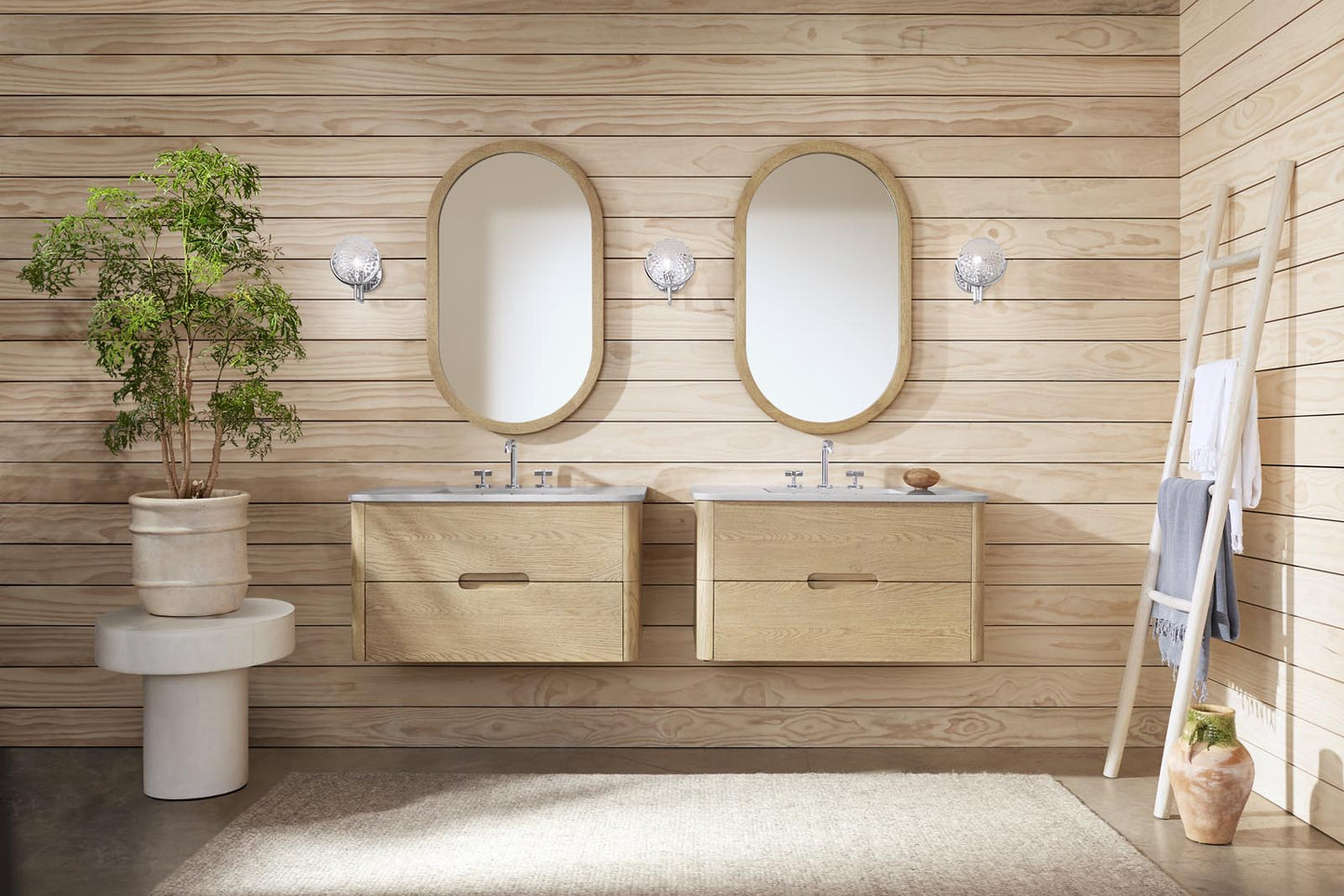 Robern | Helden Vanity 60 x 20-3/8 x 23 in Rustic Oak No Vanity Top Working Top Drawer