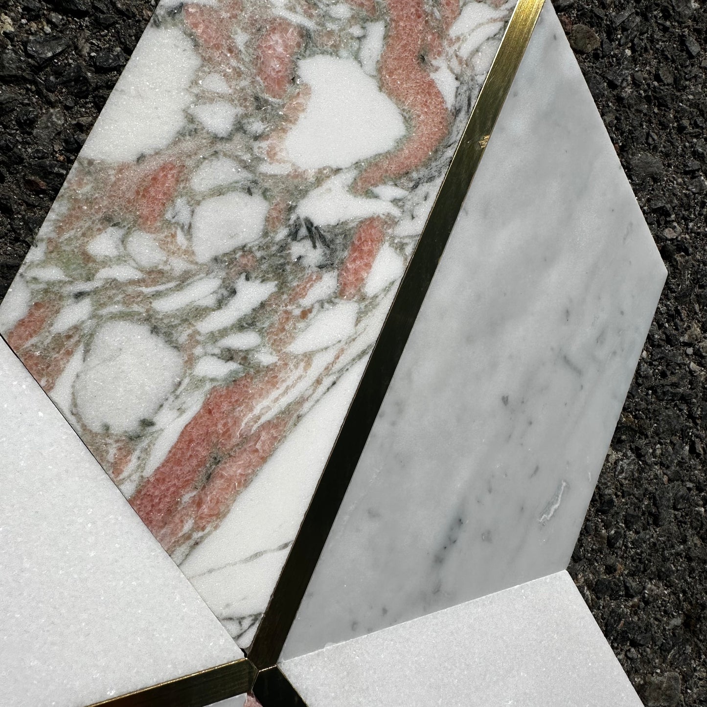 Soho Studio | Carraway Rosa Polished Marble and Brass Mosaic Tile