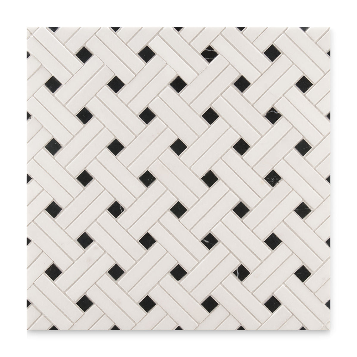 Ann Sacks | White Thassos Mosaic Diagonal Weave Stone Tile