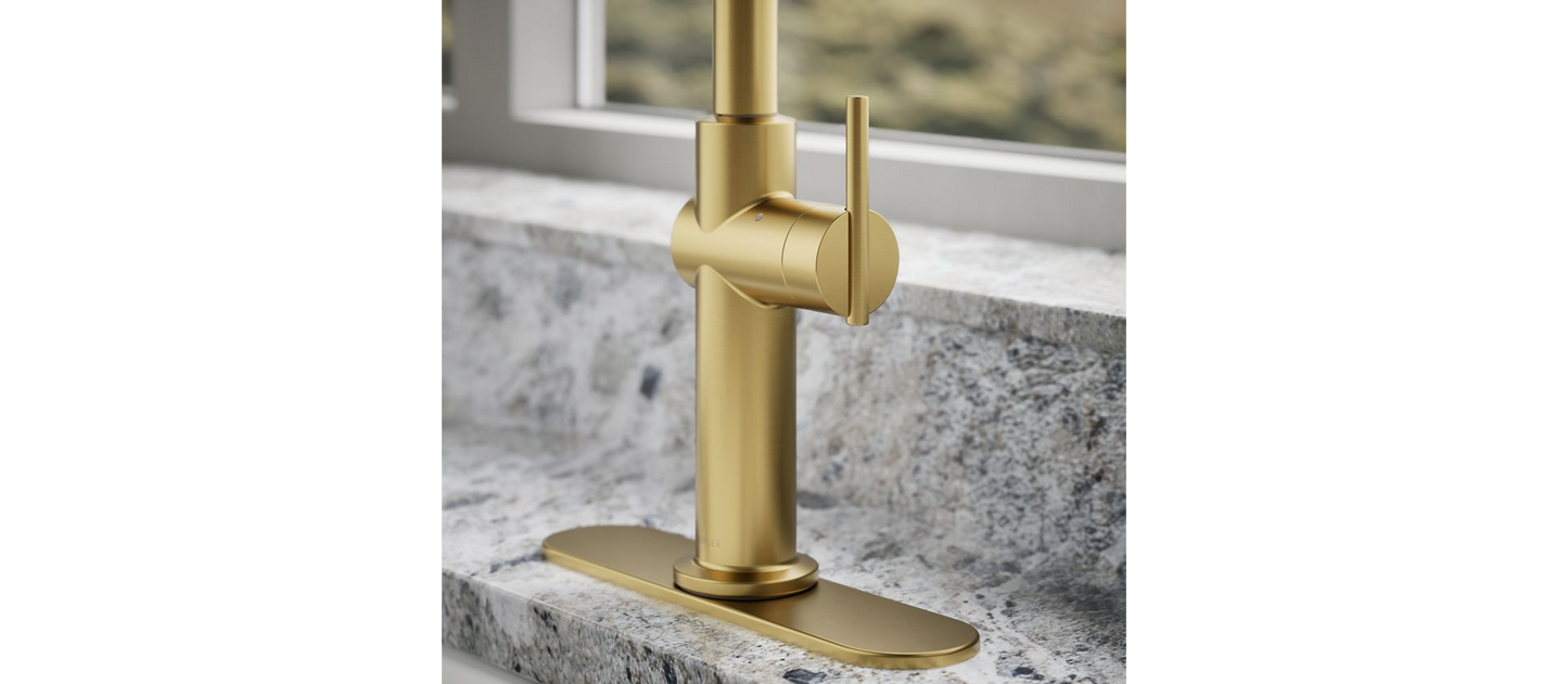 Kohler | Crue Touchless Pulldown Kitchen Faucet in Vibrant Brushed Moderne Brass