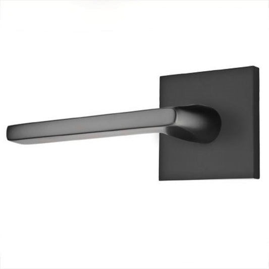 Emtek | Helios Lever w/ Square Rosette, Privacy Set, Flat Black, LH