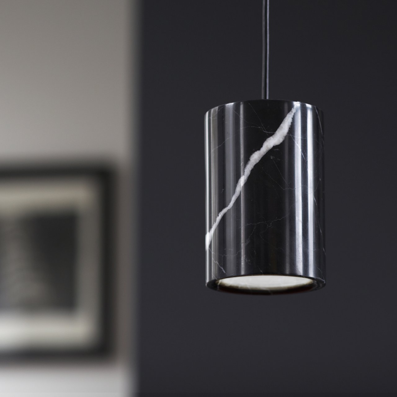 Terence Woodgate |  Solid Cylinder Pendant - Black Nero Marquina