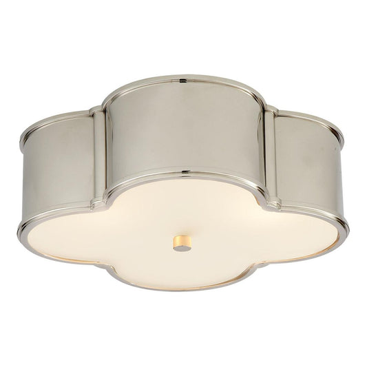 Visual Comfort & Co. | Alexa Hampton Traditional Basil Large Flush Mount In Polished Nickel with Frosted Glass