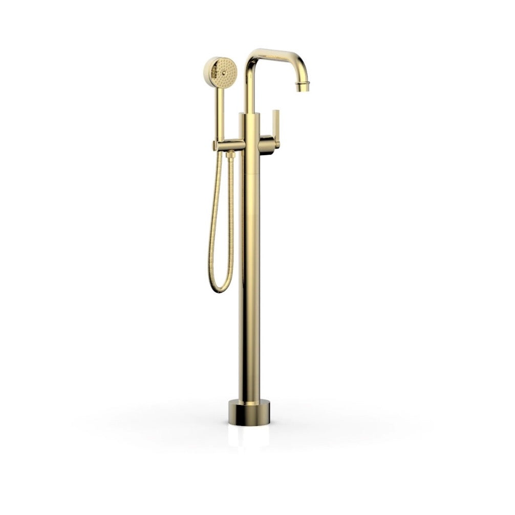 Phylrich | Hex Modern Floor Mount Tub Filler Hand Shower Pol Brass 501-55-03U