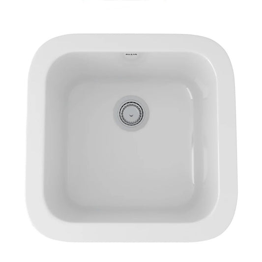 Rohl Allia | 18" Fireclay Single Bowl Bar/Food Prep Kitchen Sink in White
