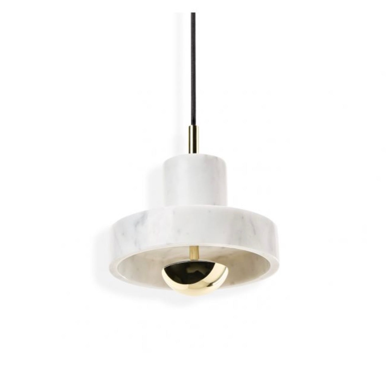 Tom Dixon | Stone Pendant LED in White Marble/Brass