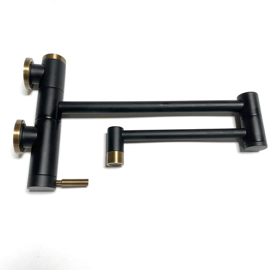 Waterstone | 3200 Contemporary Wall Mounted Potfiller in Matte Black and Brass